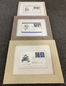(3) Collectible Vintage Stamps In Frame