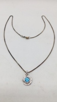 .925 Sterling Blue Topaz Pendant With .925 Box Chain