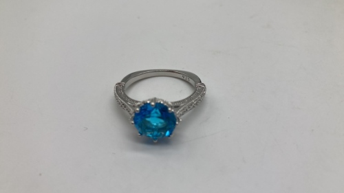 Round Cut Aquamarine Ring