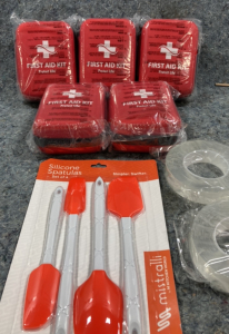 (5) First Aid Kits- (2) Tape Rolls- Spatulas