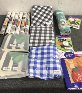 (3) Vinyl Tablecloth, Bathroom Mat, (2) Pillow Case