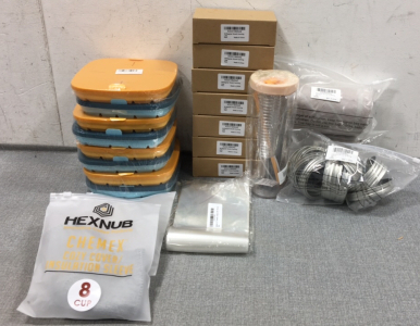(4) Set of 2 Silicone Ice Trays, (7) Box of 36 Regular Canning Jar Seals, (3) Pack of 12 Wide Mouth Jar Lids, Keep Fresh Bags, (2) Hexnub Chemex Cup Sleeve, Infusing Water Cup
