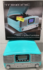 Retro 3 Speed Turntable with Record Player, Bluetooth, CD Player and More