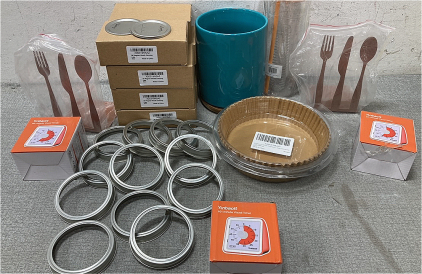 Canning Lids, Timers, Disposable Paper Baking Cups, Cup and Book Ends