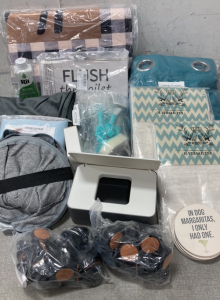 Blackout Certains, Welcome Mat, Collapsible Laundry Hamper and Other Household Items
