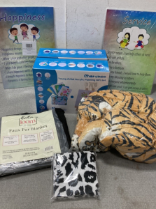 (2) Young Artist Acrylic Paint Sets, Fuax Fur Blanket, Stuffed Tiger and More