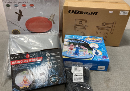 All-Season Heated BirdBath, Fire Pit Mat, Octopus Sprinkler Pad, Trampoline Sprinkler and Pouech Light