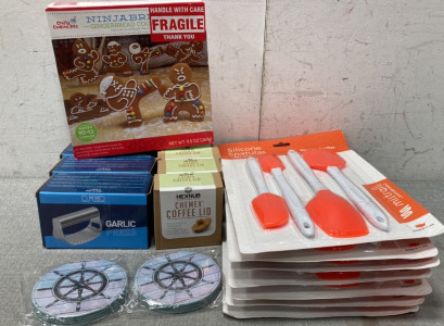 Ninjabread Gingerbread Cookie Kit, Garlic Presses, Silicone Spatulas, Coffee Lids and Coasters