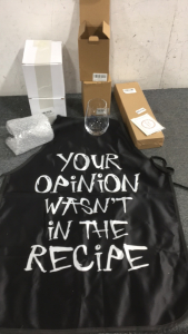 Apron, Cancer Wine Glass. Paper Towel Holder and More