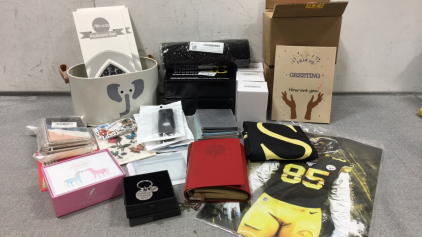 (2) 3D Pikachu Lamps, (2) Solar Hanging Lights, (3) Ceramic Heat Lamp Bulbs, (4) Keyboard Skins, Thank You Cards, Vaccine Card Holders, Aesthetic Wall Stickers, Football Posters, Nautical Journal, (3) Son to Dad Keychains, (4) Apple TV Remote Cases and mo