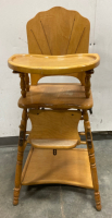Vintage Wooden High Chair With Table