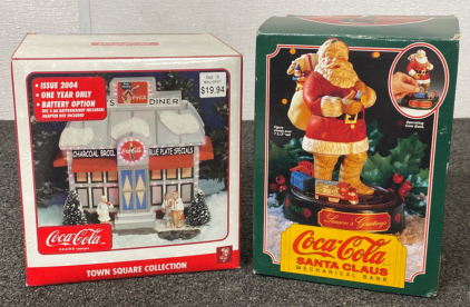 Coca Cola Town Square Collection Diner Collectible & Santa Claus Mechanical Bank