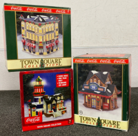 (3) Coca Cola Town Square Collection Holiday Collectibles