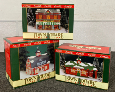 (3) Coca Cola Town Square Collection Holiday Collectibles