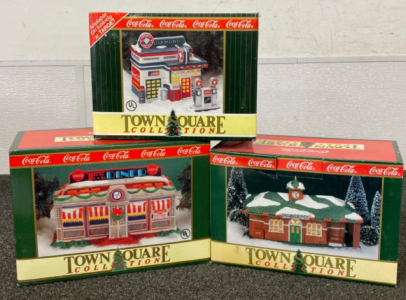 (3) Coca Cola Town Square Collection Holiday Collectibles