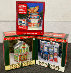 (3) Coca Cola Town Square Collection Holiday Collectibles