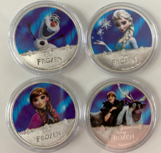 (4) Disney Movie &ldquo;Frozen&rdquo; Silver Plated Collector Coins