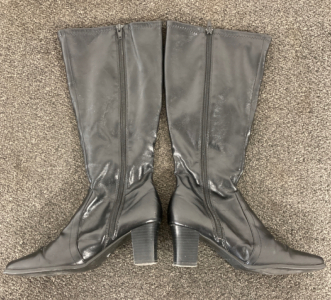 Womens Predictions Black Leather High Heeled Boots