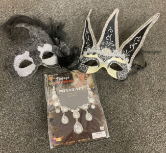 Masquerade Masks And Diamond Necklace