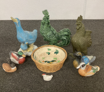 Roosters, Ducks, Chicken And Goose