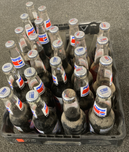 Case of bottled pepsi