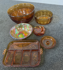 Vintage Decorative Amber Glassware