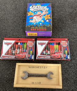 The Captain UnderPants 5 Book Collection, 2 Disney Pixar Cars 12 Jumbo Crayons, Winchester #1118 Wrench