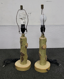 Set of (2) Wood Lamps