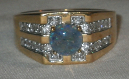 14k and Silver Fire Opal Ring Size 14