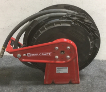 (1)Reelcraft Metal Air Hose Reel (1) 50’ Length Of 1/2” Rubber Air Hose