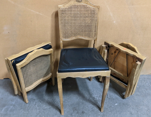 Vintage Wood Folding Chairs w/Padded Seats