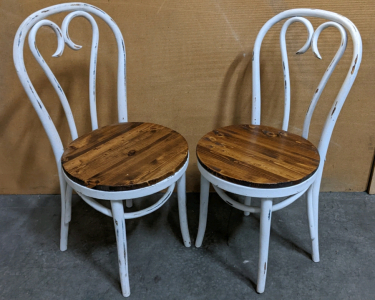 (2) Café-style Shabby Chic Wood Chairs