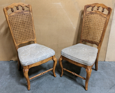 Pair of re-upholstered Vintage Wood Chairs