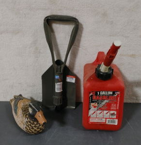 Model Wood Duck, 1 Gallon Gas Can, Survival Shovel