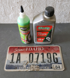 License plate, Tube Sealant, Synthetic Oil(10w-30)