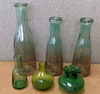 Green Glassware Bottles & Bud Vases