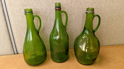 (1) 64oz & (2) 50oz Green Glass Jugs