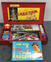 1938 A.C Gilbert Erector Set 7 1/2 Engineers Set Complete With Motor, Manual ,and Case