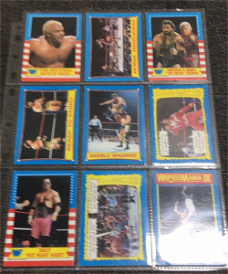 (9) 1987 Topps WWF Wrestling Trading Cards Including : Bret &ldquo;hit man &ldquo; Hart, Butch reed, and more!