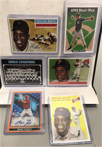 (6) Collectible Baseball Cards… Willie Mays, Derek Jeter, Roberto Clemente, Mike Trout