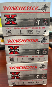(3) Boxes of Winchester 12 Gauge, 3", 1550 Velocity, 4 Shot Ammo