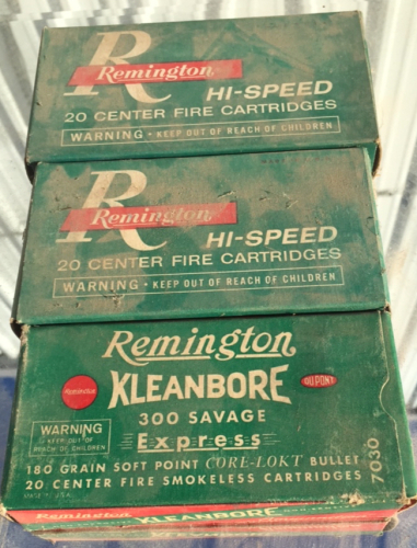 (2) Remington 20 Center Fire Cartridges, Remington Kleanbore 300 Savage Express rounds