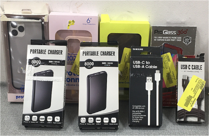 (4) iPhone Cases, (2) Portable Chargers, (2) USB-C Cables