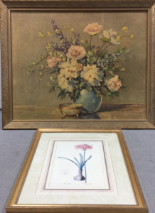 (1) Framed Vase of Flowers Print, (1) Framed Amaryllis Print