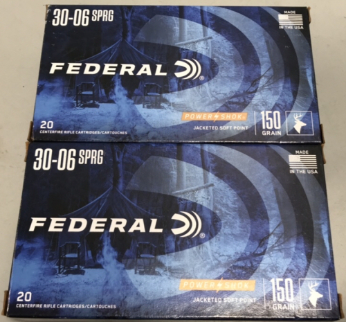 (2) Boxes of 20 Rounds Each Federal 30-06 SPRG 150 Grain