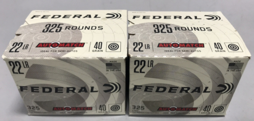 (2) Boxes of 325 Rounds of Federal 22 Long Rifle Rimfire 40 Grain