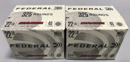 (2) Boxes of 325 Rounds of Federal 22 Long Rifle Rimfire 40 Grain