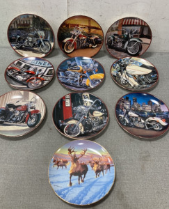 (9) Harley Davidson Collector’s Plates And (1) From North American Hunting Club