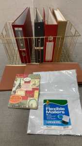 (4) 3-Ring Binders, (3) Accordion Folders, Duck Flexible Mailers And Journal