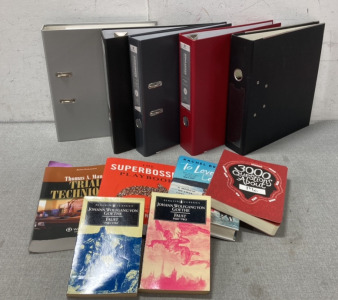 (5) 3 Ring Binders (6) Books Including &lsquo;3000 Questions About Me&rsquo;